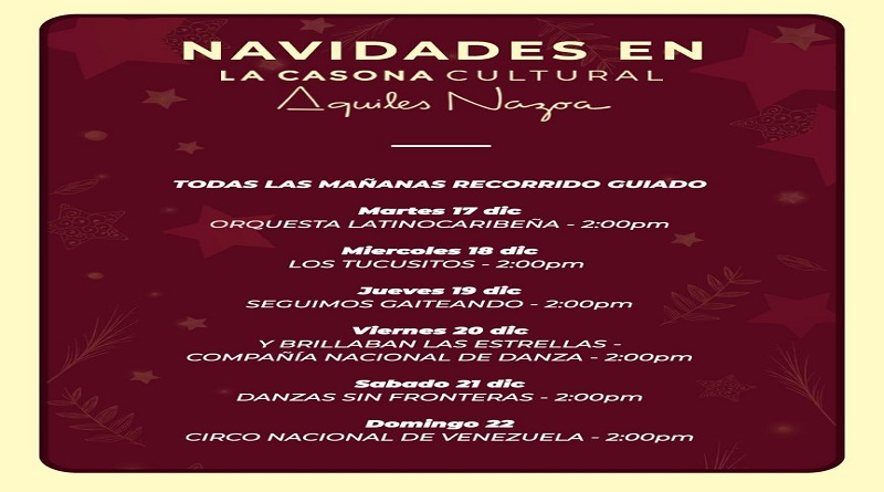 La Casona Cultural “Aquiles Nazoa” presenta amplia programación navideña