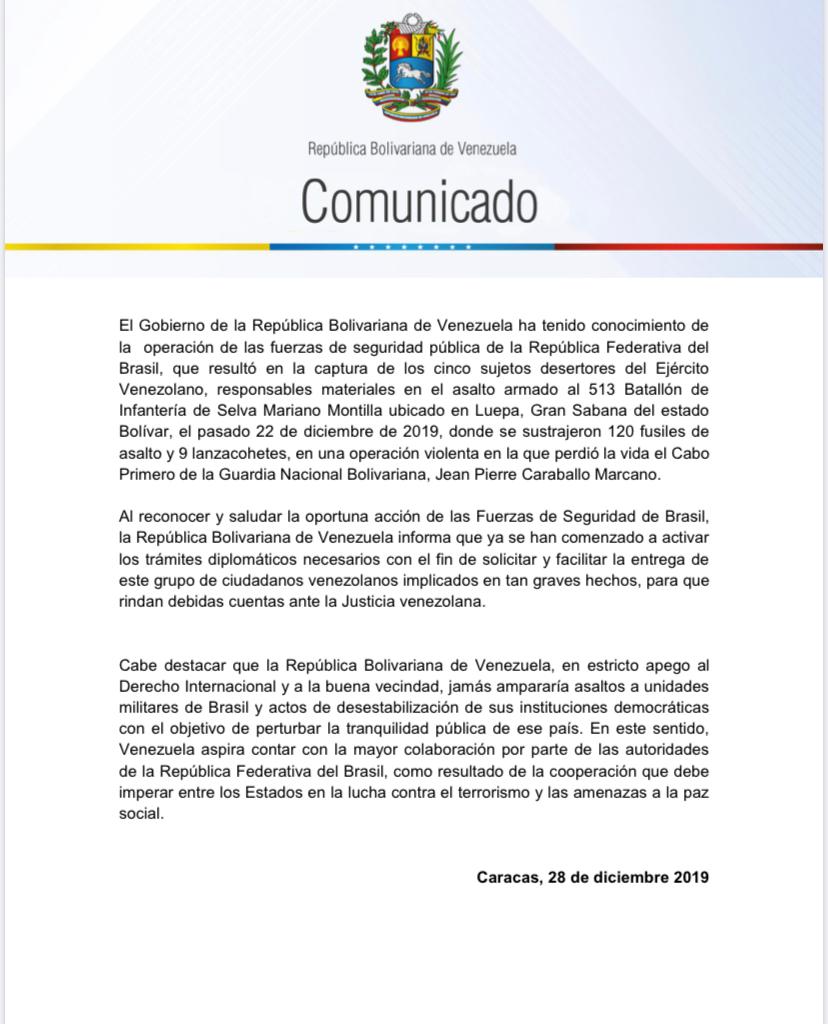 Comunicado del Canciller Jorge Arreaza