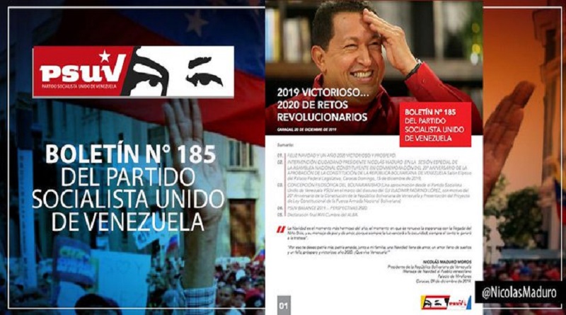 Boletín N°185 del PSUV rememora intervención del presidente Maduro en la sesión especial de la ANC en conmemoración del aniversario de los 20 años de la Carta Marga