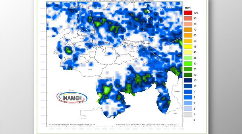 Inestabilidad atmosférica generará lluvias y lloviznas en buena parte del país