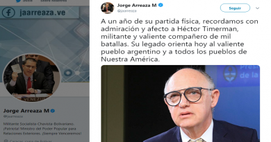 Canciller Arreaza: Legado de Héctor Timerman orienta a pueblos de Argentina y de Latinoamérica