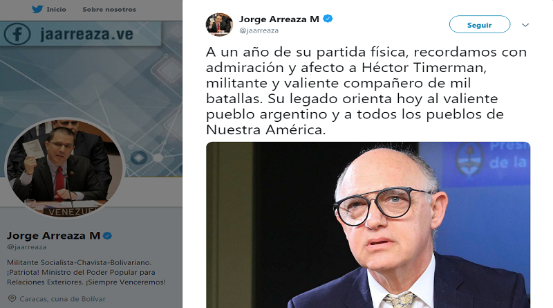 Canciller Arreaza: Legado de Héctor Timerman orienta a pueblos de Argentina y de Latinoamérica