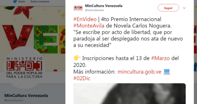 Hasta 13 de marzo 2020 estarán abiertas inscripciones a IV Premio Internacional Monte Ávila de Novela Carlos Noguera