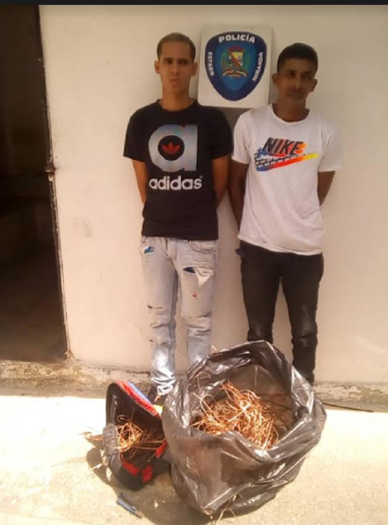 Capturados en flagrancia a dos delincuentes “roba-cables” en Metro Los Teques