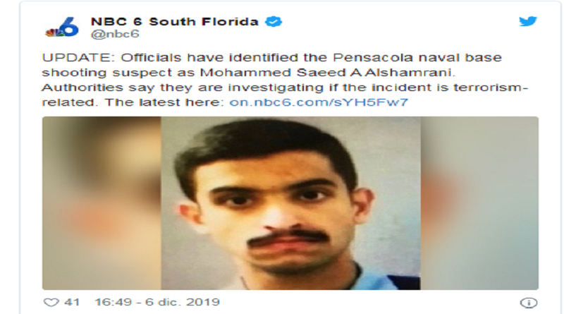Teniente saudita provocó tiroteo en base de Pensacola por los crímenes de EE.UU. contra los musulmanes