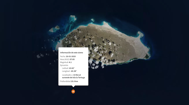 Sismo de magnitud 4,1 sacude la Isla La Tortuga