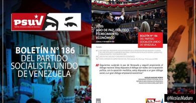 Boletín N°186 del PSUV rememora la presentación de Memoria y Cuenta del presidente Maduro