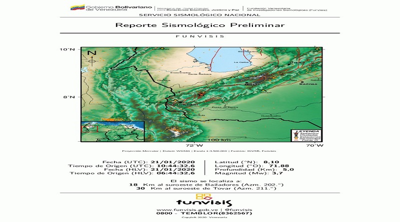 Sismo de magnitud 3,7 se registró este martes en Mérida