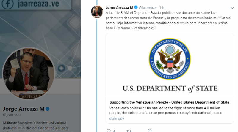 EE.UU. publicó documento injerencista modificando título luego de la denuncia de Venezuela