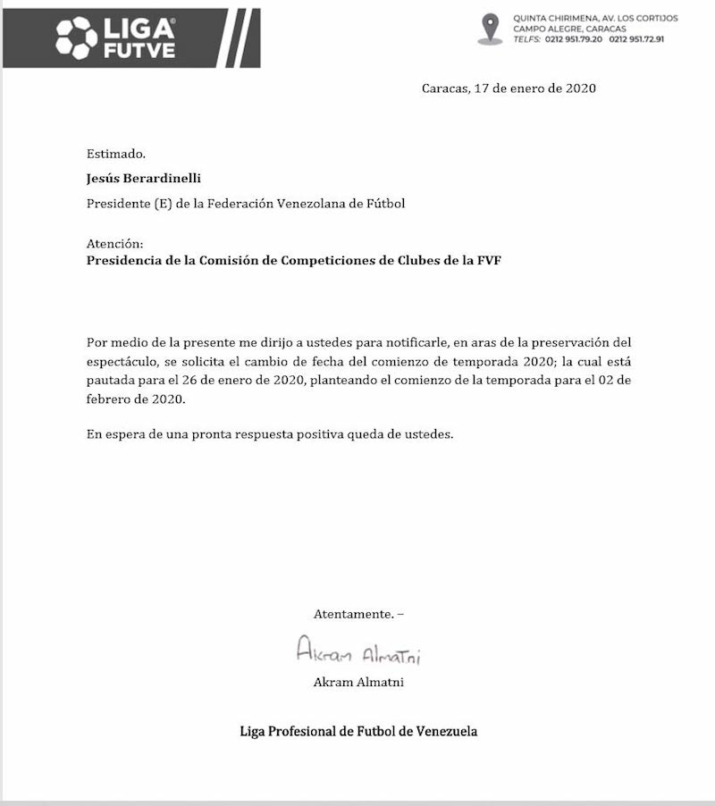 Temporada 2020 del FutVe de Primera División iniciará el 2 de febrero