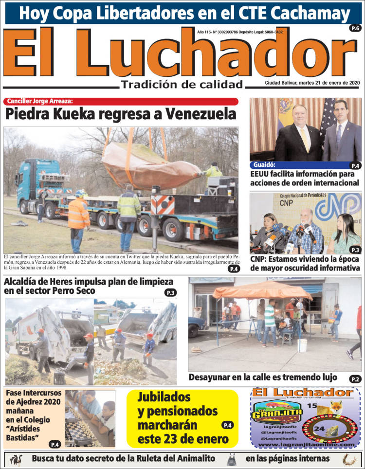 Así titula la prensa escrita venezolana este 21 de enero