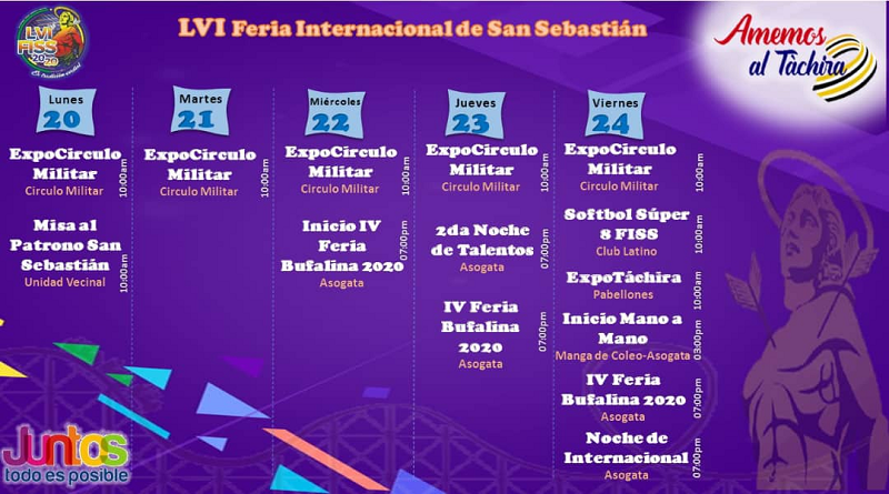 Con un gran evento musical inicia este 22ENE la IV Feria Bufalina 2020 en Táchira
