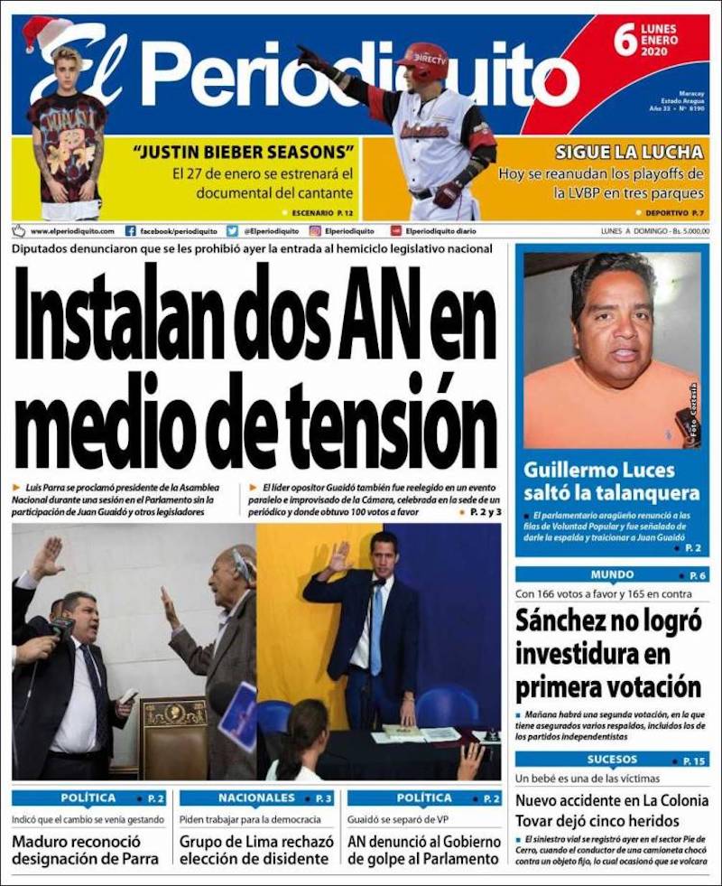 Estas son las portadas de medios impresos veenzolanos de este 06 de enero