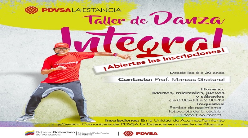 Pdvsa La Estancia abre inscripciones para taller de de danza integral