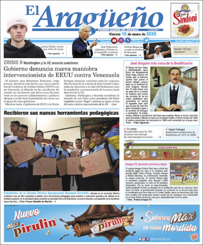 Así titulan los medios impresos venezolanos este viernes 10 de enero