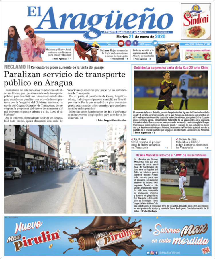 Así titula la prensa escrita venezolana este 21 de enero