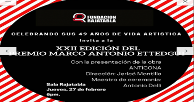 Próxima jueves 27FEB entregan XXII Premios de Teatro Marco Antonio Ettedgui