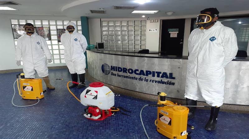 Sistema Nacional de Gestión de Riesgo realiza desinfección de instalaciones de Hidrocapital