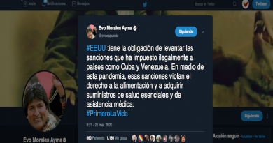 Evo Morales: EE.UU. está obligado a levantar sanciones en medio de la pandemia