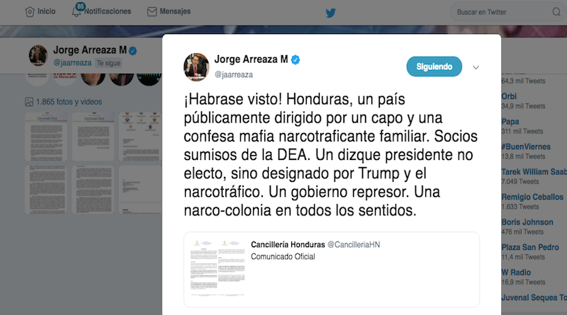 Canciller Arreaza: Honduras es dirigida por un capo y una confesa mafia narcotraficante familiar