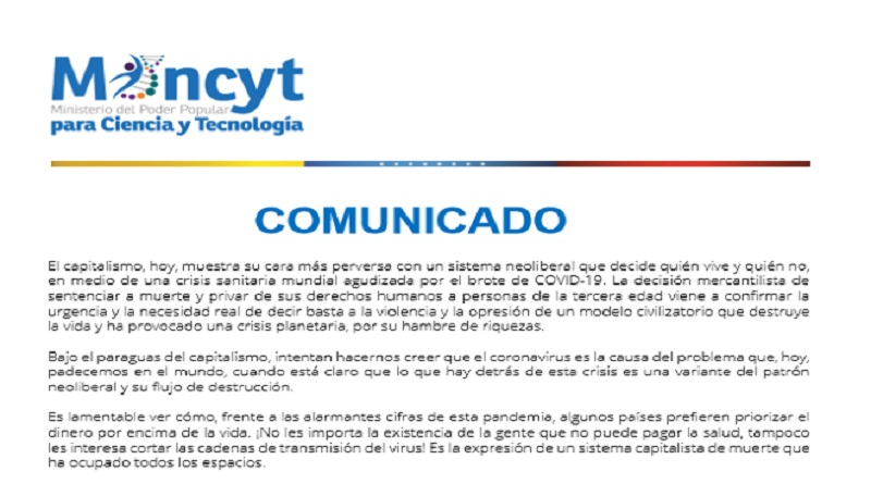 Científicos venezolanos exigen a Estado Unidos quitar sanciones contra la patria