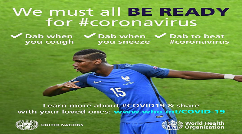 Pogba exhorta a sus fanáticos hacer el dab para prevenir Coronavirus
