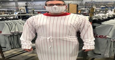 Utilizan uniformes de equipos de Grandes Ligas para fabricar mascarillas contra Covid-19