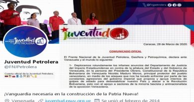 Juventud Petrolera de Venezuela se pronuncia en contra de la nueva agresión de EE.UU. principal consumidor de drogas del mundo