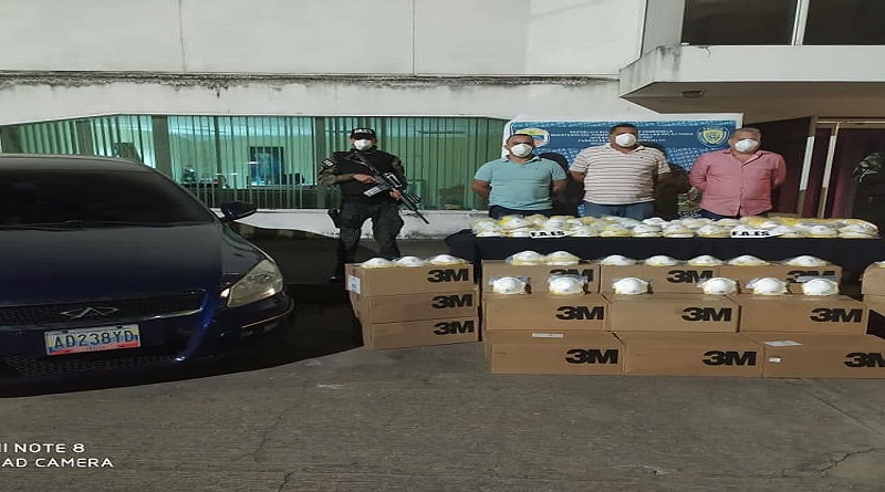 FAES Bolívar apresa a tres sujetos con 24 cajas de mascarillas