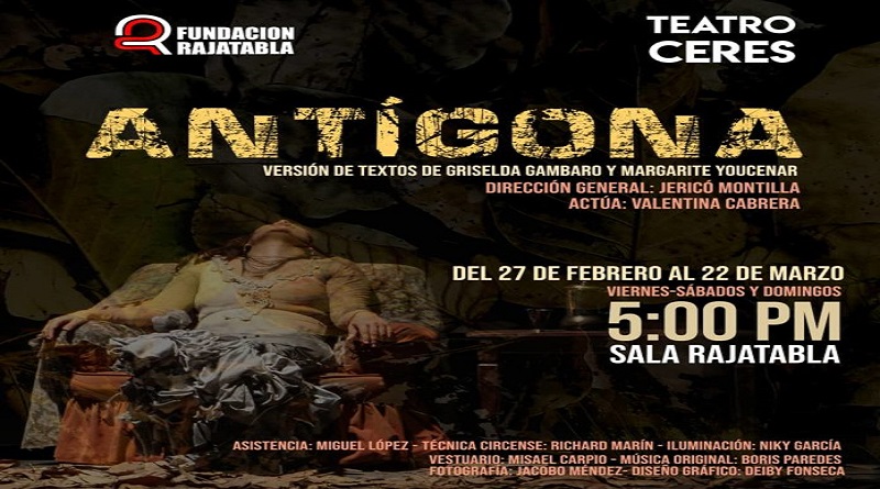 Antígona se presentará en la sala Rajatabla hasta el 22 Mar