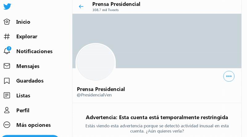 Empresa Twitter continúa campaña de ataques y “restringe” cuenta de Prensa Presidencial