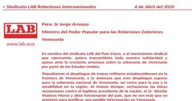Sindicalistas vascos rechazan injerencismo de EEUU contra Venezuela