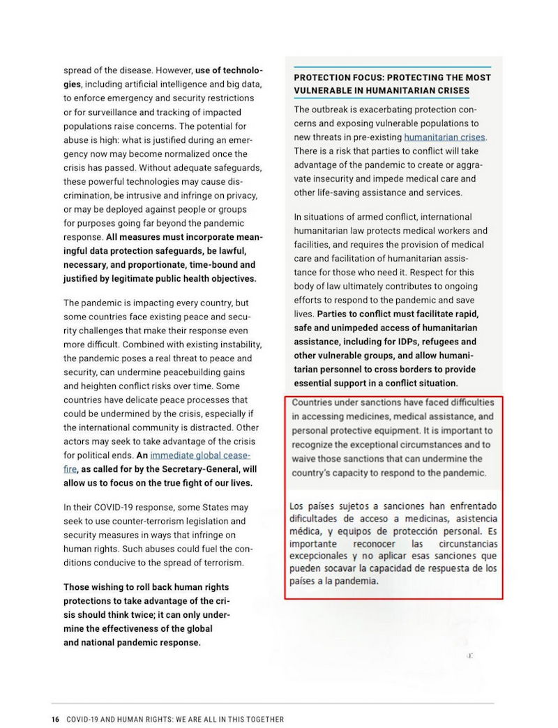 ONU exige levantamiento de medidas coerctivas para que países puedan garantizar derecho a la salud ONU exige levantamiento de medidas coerctivas para que países puedan garantizar derecho a la salud