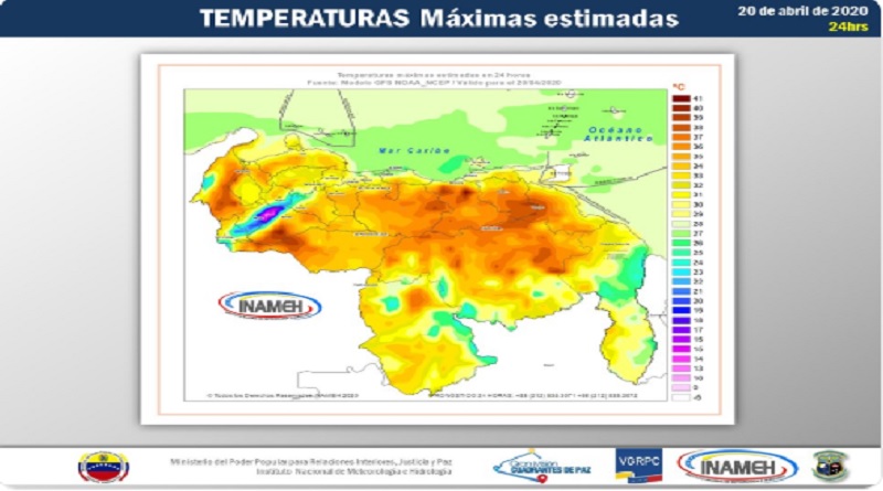 Temperaturas máximas en gran parte del país para este lunes