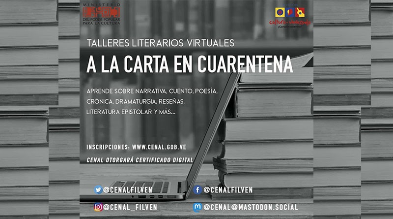 Cenal ofrece talleres literarios virtuales a partir de este 4 de mayo 2020