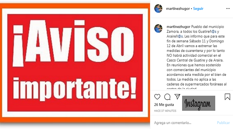 Fortaleciendo Cuarentena | No habrá actividad comercial en Guatire y Araira este fin de semana 11 y 12 Abril