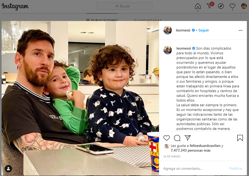 El astro argentino del balompié mundial Lionel Messi y la Asociación de Fútbol de Argentina (AFA) lanzaron un mensaje alto y claro para combatir la pandemia del nuevo coronavirus Covid-19.