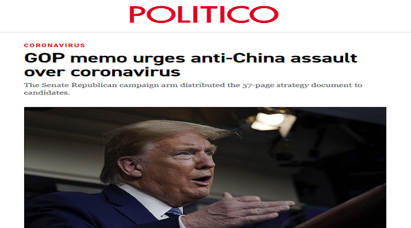 Memorando de Partido Republicano ordena en campaña electoral no defender a Trump y atacar a China por Covid19