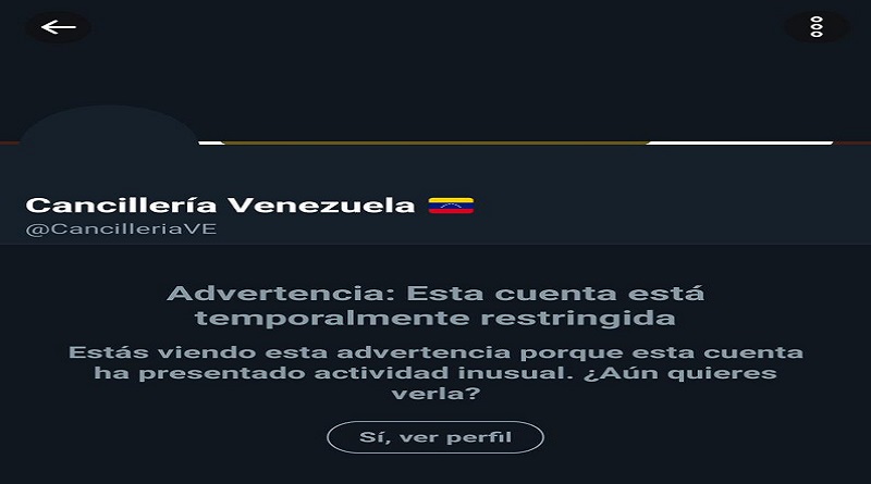 EE.UU. restringe cuenta Twitter @CancilleriaVE durante entrevista de Arreaza a @CaracolRadio