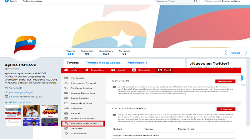 Sistema Patria incorpora opción de “Denuncias” en su plataforma digital