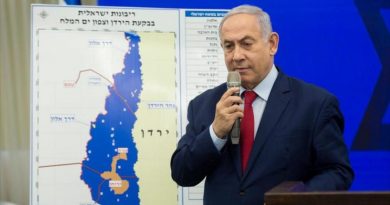 El primer ministro israelí, Benjamín Netanyahu, presenta su plan de anexar más partes de Cisjordania, la ciudad de Ramat Gan, 10 de septiembre de 2019.