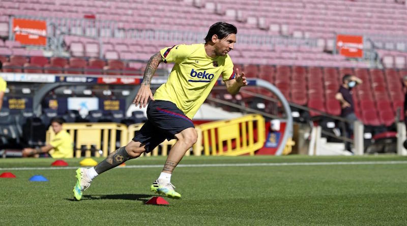 Messi se suma al trabajo en grupo del Barcelona antes del reinicio de La Liga el próximo sábado