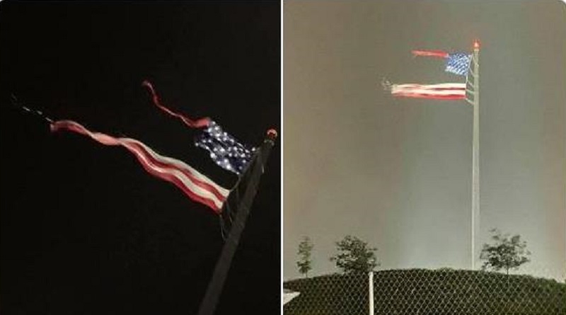 SIMBÓLICO | Se rasga la bandera estadounidense en plenas protestas antirracistas y estadounaidenses la ven como señal premonitoria