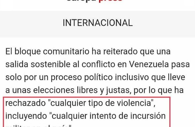 Canciller Arreaza afirma que la UE es incoherente al decir que no apoya incursiones extranjeras ni salidas violentas en Venezuela