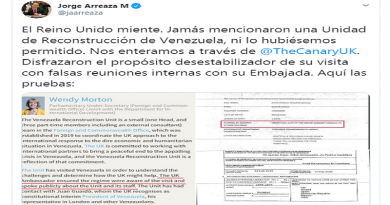 Canciller Jorge Arreaza muestra pruebas que Reino Unido mintió y ocultó a Venezuela sobre supuesta Unidad de Reconstrucción