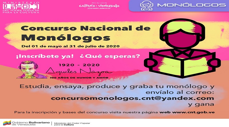 Primera etapa del Concurso Nacional de Monólogos cierra sus inscripciones el 31JUL