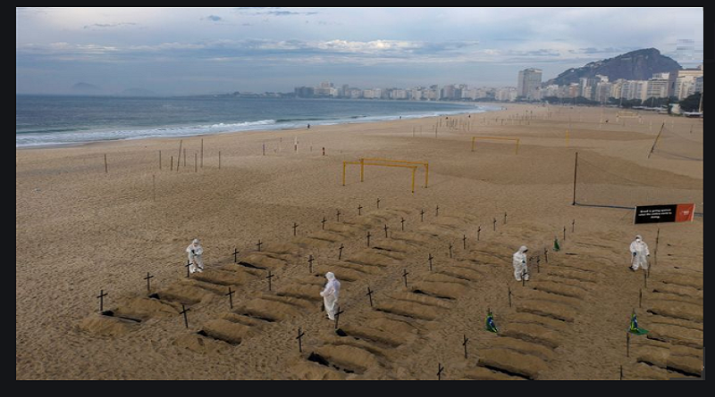 PANDEMIA | Cavaron tumbas en playa de Río de Janeiro en protesta contra Bolsonaro