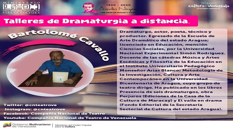 Compañía Nacional de Teatro activa Taller de Dramaturgia impartido por 25 especialistas a distancia