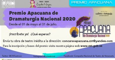 Compañía Nacional de Teatro convoca a participar en el Premio Apacuana de Dramaturgia Nacional 2020