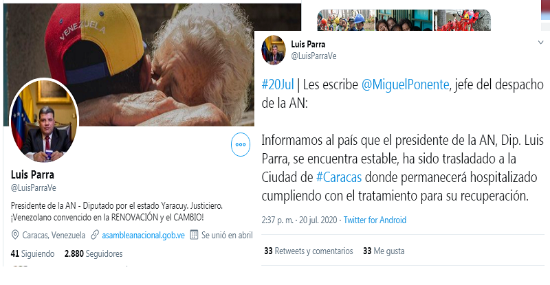 Presidente de la AN fue trasladado a Caracas para cumplir tratamiento por neumonía